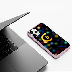 Чехол iPhone 11 Pro матовый Bitcoin logo criptomoney, цвет: 3D-розовый — фото 2