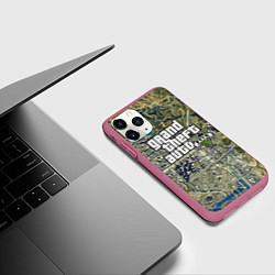 Чехол iPhone 11 Pro матовый GTA 5 карта, цвет: 3D-малиновый — фото 2