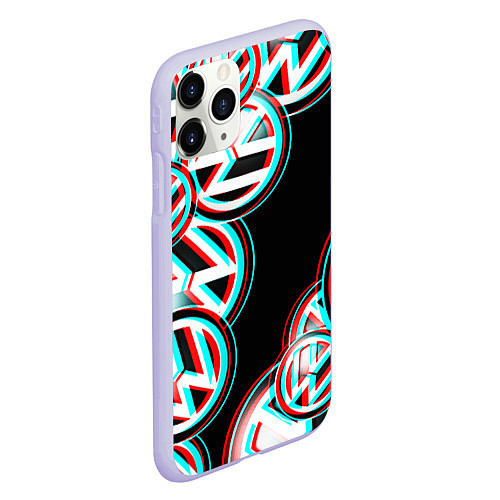 Чехол iPhone 11 Pro матовый Volkswagen glitch pattern / 3D-Светло-сиреневый – фото 2