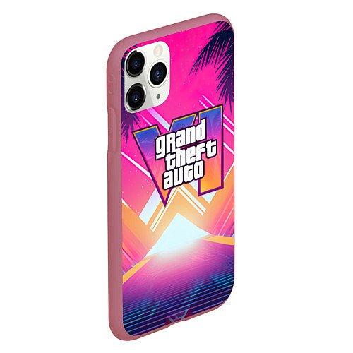 Чехол iPhone 11 Pro матовый GTA6 hot summer Vaporwave / 3D-Малиновый – фото 2