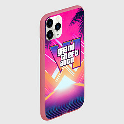 Чехол iPhone 11 Pro матовый GTA6 hot summer Vaporwave, цвет: 3D-малиновый — фото 2