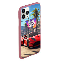 Чехол iPhone 11 Pro матовый GTA 6 red auto, цвет: 3D-малиновый — фото 2