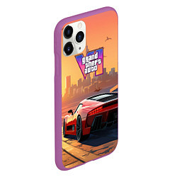 Чехол iPhone 11 Pro матовый GTA 6 авто вид сзади, цвет: 3D-фиолетовый — фото 2