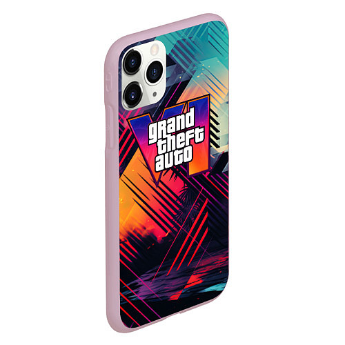 Чехол iPhone 11 Pro матовый GTA 6 аbstract logo / 3D-Розовый – фото 2