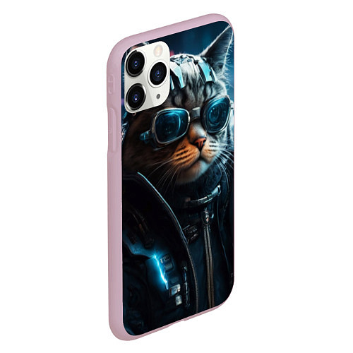 Чехол iPhone 11 Pro матовый Крутой кот от ai / 3D-Розовый – фото 2