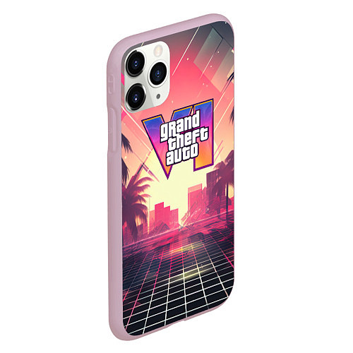 Чехол iPhone 11 Pro матовый GTA 6 retro abstract logo / 3D-Розовый – фото 2