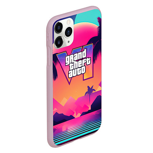 Чехол iPhone 11 Pro матовый GTA 6 закат солнца / 3D-Розовый – фото 2