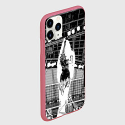 Чехол iPhone 11 Pro матовый Хината Шое взлетает, цвет: 3D-малиновый — фото 2