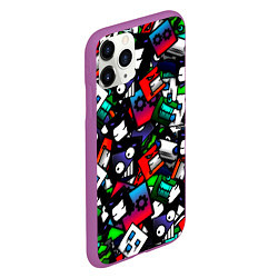 Чехол iPhone 11 Pro матовый Geometry dash alllogo, цвет: 3D-фиолетовый — фото 2