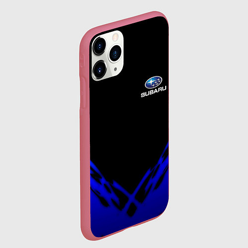 Чехол iPhone 11 Pro матовый Subaru geomery / 3D-Малиновый – фото 2
