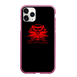 Чехол iPhone 11 Pro матовый Ведьмак красное лого, цвет: 3D-малиновый