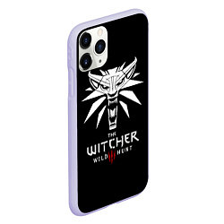 Чехол iPhone 11 Pro матовый The Witcher белое лого гейм, цвет: 3D-светло-сиреневый — фото 2