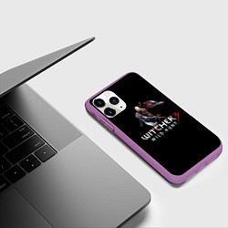 Чехол iPhone 11 Pro матовый Ведьмак 3 лого из коробки, цвет: 3D-фиолетовый — фото 2