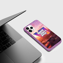Чехол iPhone 11 Pro матовый GTA 6 Vice, цвет: 3D-фиолетовый — фото 2