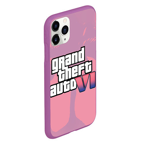 Чехол iPhone 11 Pro матовый GTA 6 pink / 3D-Фиолетовый – фото 2