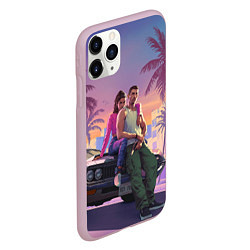 Чехол iPhone 11 Pro матовый GTA 6 Люсия и Джейсен, цвет: 3D-розовый — фото 2