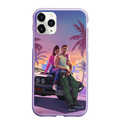 Чехол iPhone 11 Pro матовый GTA 6 Люсия и Джейсен