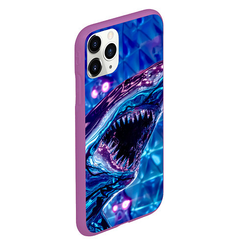 Чехол iPhone 11 Pro матовый Фиолетовая акула / 3D-Фиолетовый – фото 2