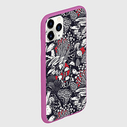 Чехол iPhone 11 Pro матовый Разные грибы, цвет: 3D-фиолетовый — фото 2