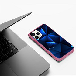 Чехол iPhone 11 Pro матовый Синяя геометрическая абстракция, цвет: 3D-малиновый — фото 2