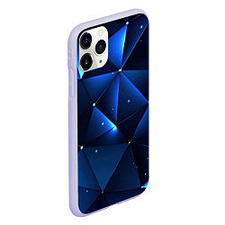 Чехол iPhone 11 Pro матовый Синяя геометрическая абстракция, цвет: 3D-светло-сиреневый — фото 2