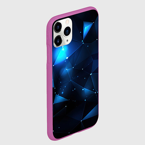 Чехол iPhone 11 Pro матовый Синяя геометрическая абстракция / 3D-Фиолетовый – фото 2