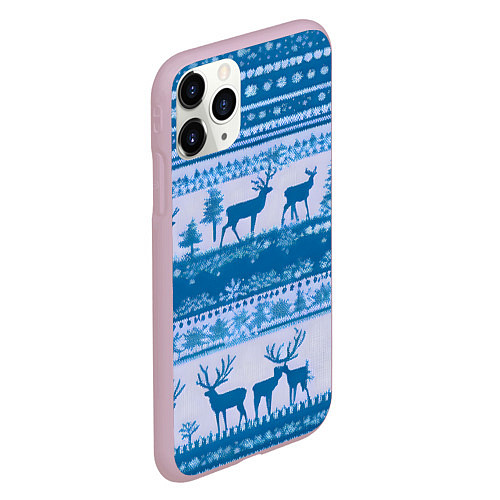 Чехол iPhone 11 Pro матовый Синие олени / 3D-Розовый – фото 2