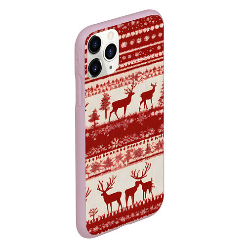 Чехол iPhone 11 Pro матовый Красные олени / 3D-Розовый – фото 2