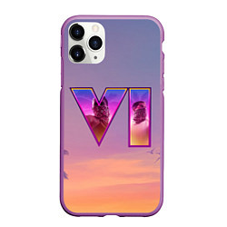 Чехол iPhone 11 Pro матовый GTA 6 Palms, цвет: 3D-фиолетовый