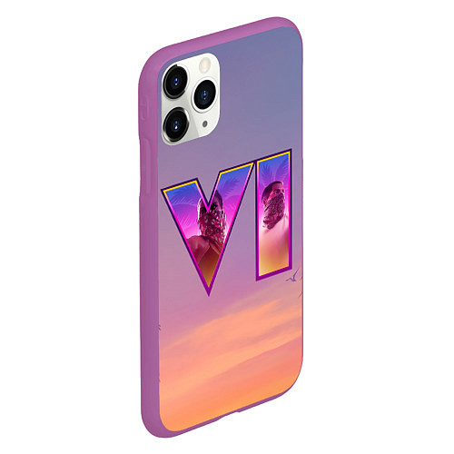 Чехол iPhone 11 Pro матовый GTA 6 Palms / 3D-Фиолетовый – фото 2