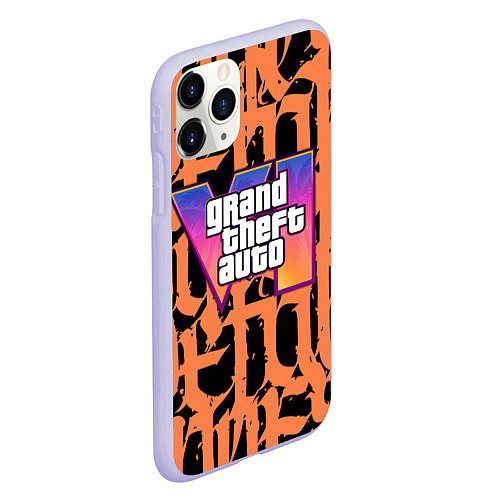 Чехол iPhone 11 Pro матовый GTA 6 граффити / 3D-Светло-сиреневый – фото 2