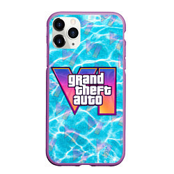 Чехол iPhone 11 Pro матовый GTA 6 басейн, цвет: 3D-фиолетовый