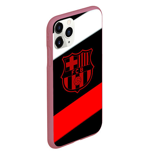 Чехол iPhone 11 Pro матовый Barcelona stripes sport / 3D-Малиновый – фото 2