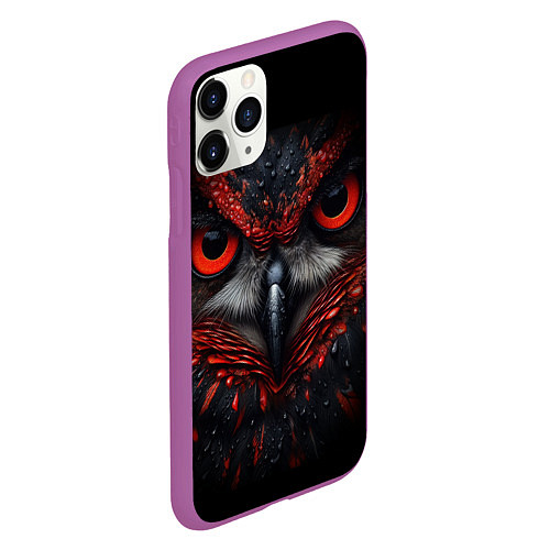 Чехол iPhone 11 Pro матовый Красная сова / 3D-Фиолетовый – фото 2