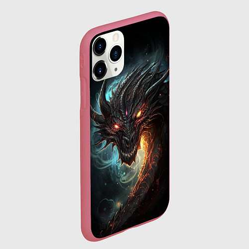Чехол iPhone 11 Pro матовый Фэнтази дракон символ 2024 / 3D-Малиновый – фото 2