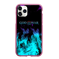 Чехол iPhone 11 Pro матовый God of war неоновый шторм