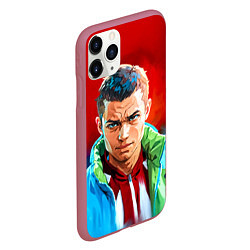 Чехол iPhone 11 Pro матовый Слово пацана в стиле аниме - мазки краски, цвет: 3D-малиновый — фото 2