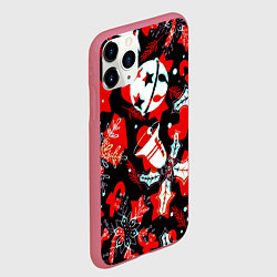 Чехол iPhone 11 Pro матовый Рождественские паттерны орнамент, цвет: 3D-малиновый — фото 2