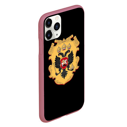 Чехол iPhone 11 Pro матовый Имперский герб символкика / 3D-Малиновый – фото 2