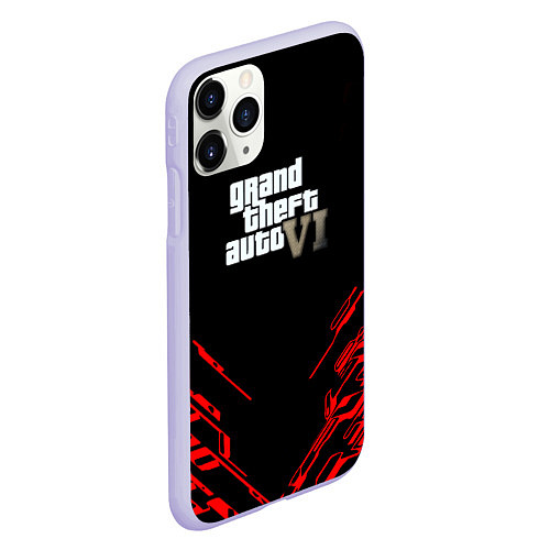 Чехол iPhone 11 Pro матовый GTA6 stripes game / 3D-Светло-сиреневый – фото 2