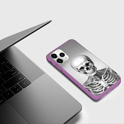 Чехол iPhone 11 Pro матовый Скелет черно белый, цвет: 3D-фиолетовый — фото 2