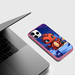 Чехол iPhone 11 Pro матовый Забавный красный дракон 2024, цвет: 3D-малиновый — фото 2