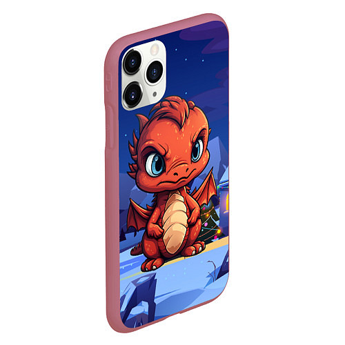 Чехол iPhone 11 Pro матовый Забавный красный дракон 2024 / 3D-Малиновый – фото 2