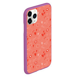 Чехол iPhone 11 Pro матовый Love heart message pattern, цвет: 3D-фиолетовый — фото 2