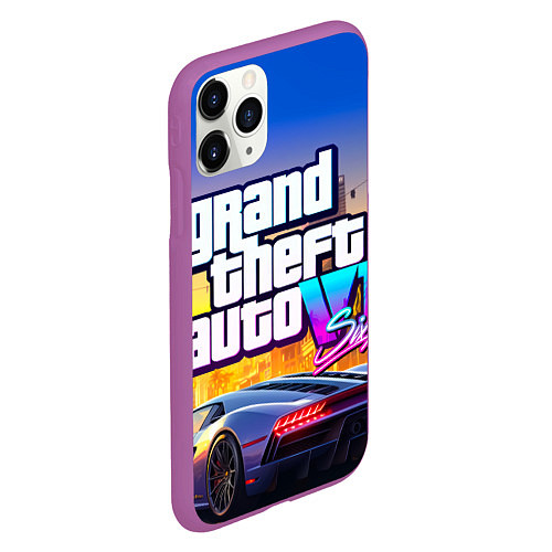 Чехол iPhone 11 Pro матовый Grand theft auto 6 street vice city / 3D-Фиолетовый – фото 2