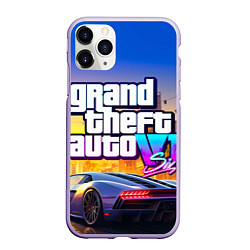 Чехол iPhone 11 Pro матовый Grand theft auto 6 street vice city, цвет: 3D-светло-сиреневый