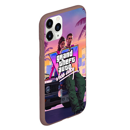 Чехол iPhone 11 Pro матовый Grand theft auto 6 Лусия и Джейсон / 3D-Коричневый – фото 2