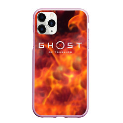 Чехол iPhone 11 Pro матовый Ghost of Tsushima games, цвет: 3D-розовый