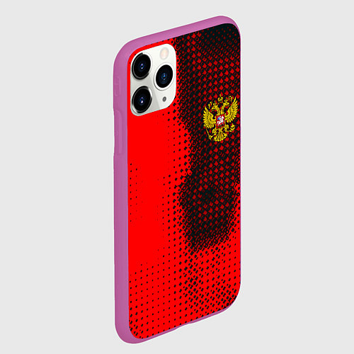 Чехол iPhone 11 Pro матовый Россия герб спорт краски / 3D-Фиолетовый – фото 2