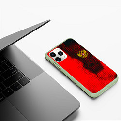 Чехол iPhone 11 Pro матовый Россия герб спорт краски, цвет: 3D-салатовый — фото 2